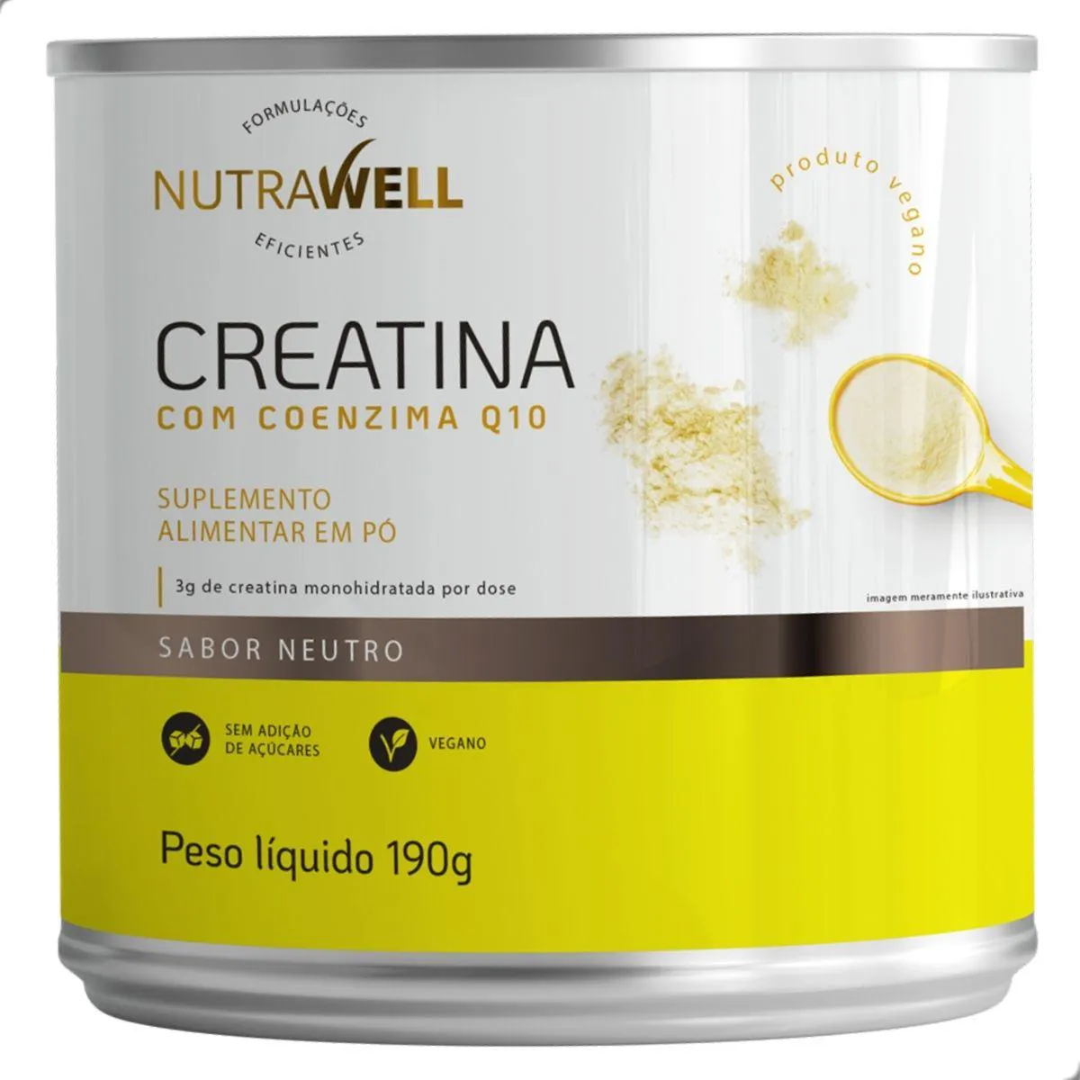Creatina com Coenzima Q10 Coq10 190G Nutrawell Neutro