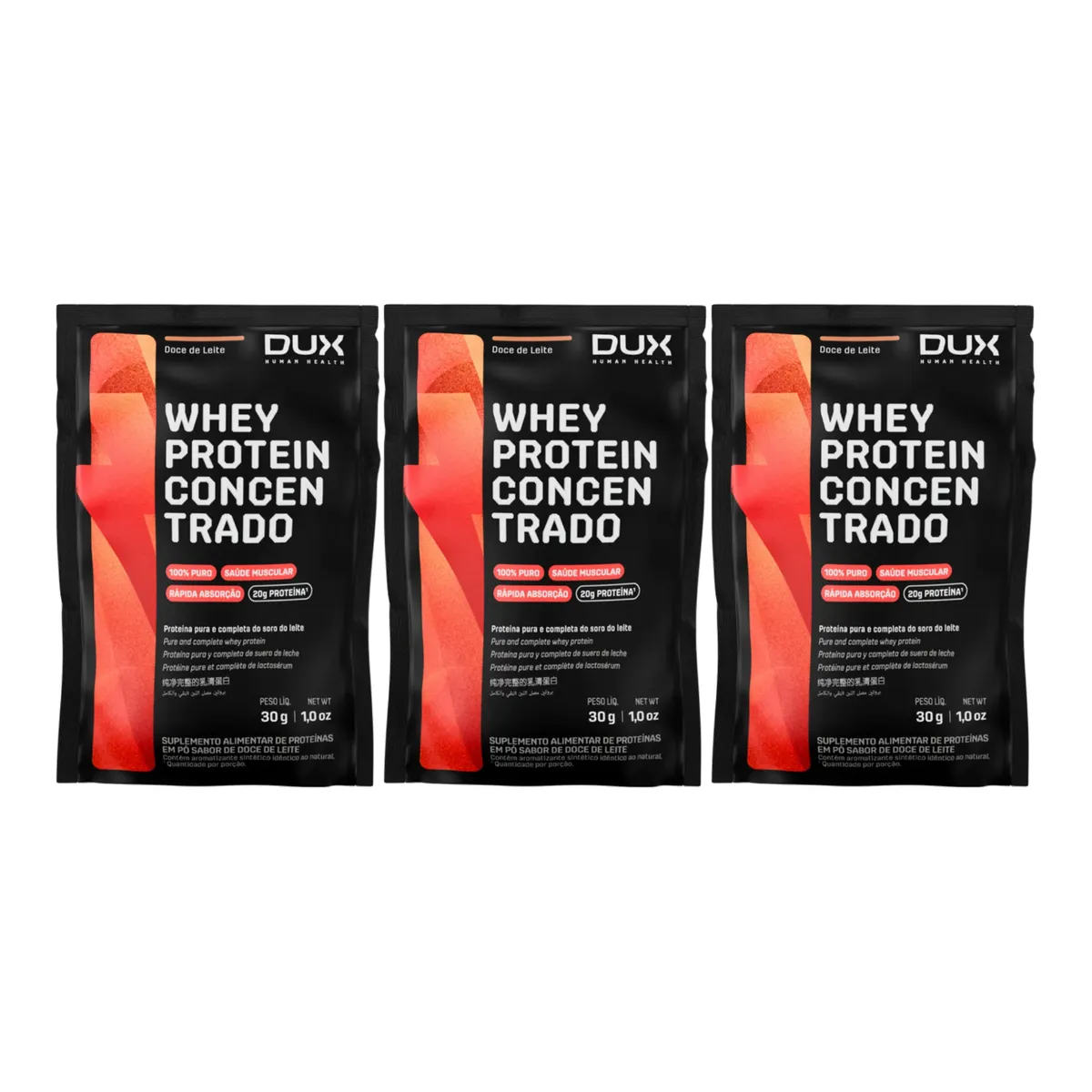 Kit Whey Protein Concentrado Dux Doce de Leite 30g 3 sachês