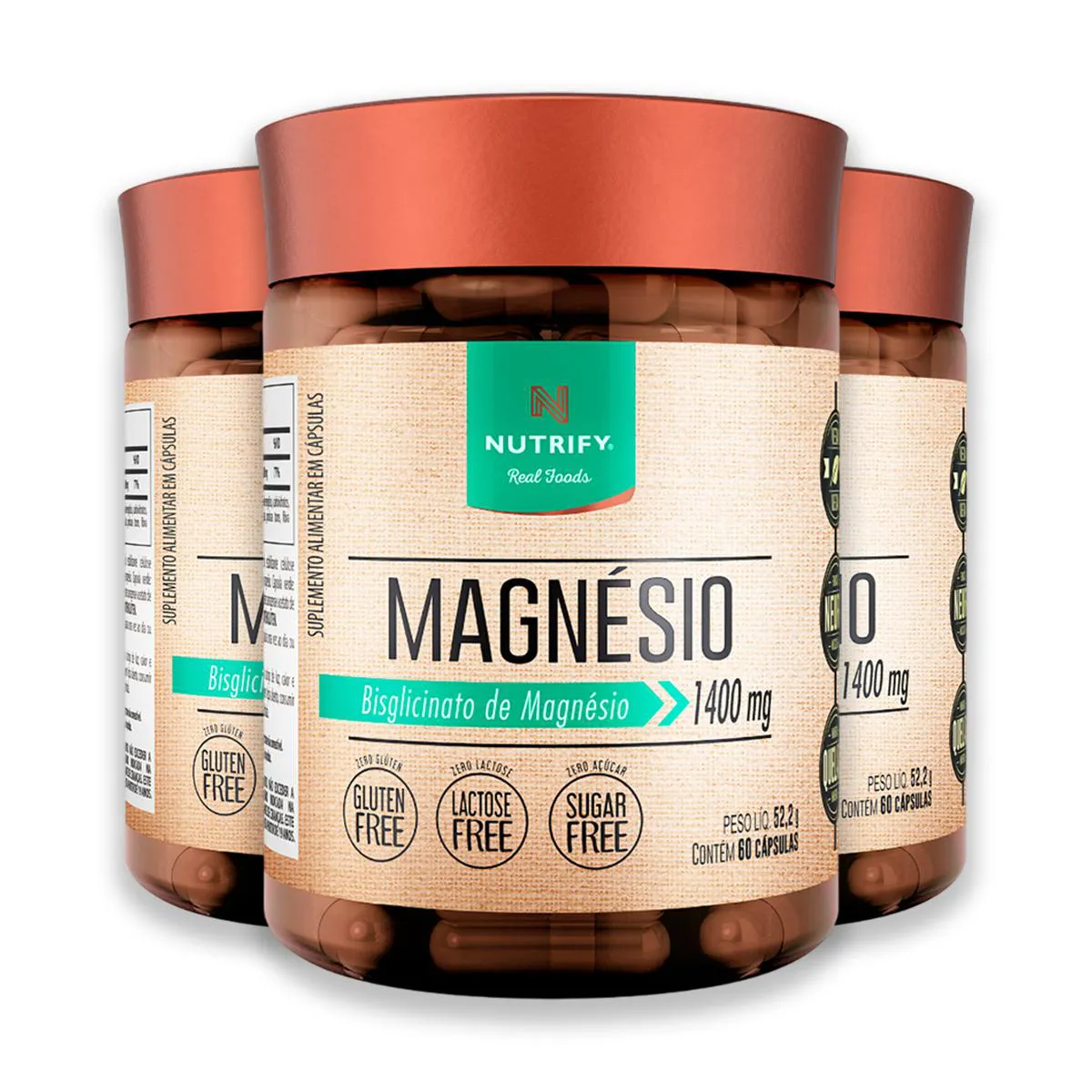 Kit 3 Magnésio Nutrify 60 Cápsulas