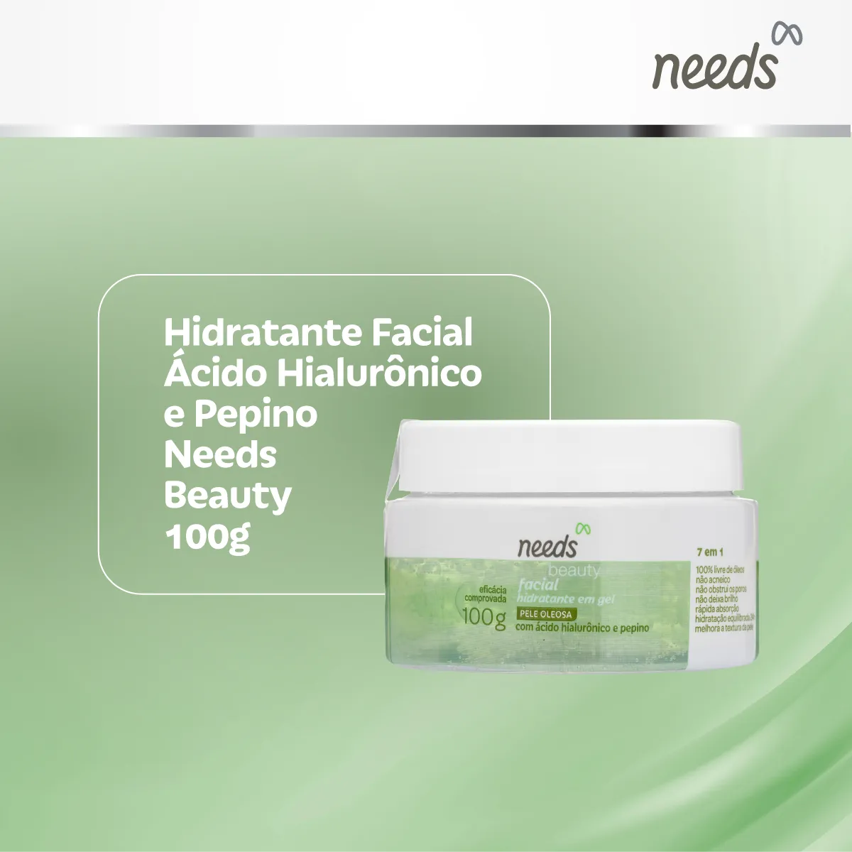 Hidratante Facial Needs Beauty Ácido Hialurônico e Pepino 100g