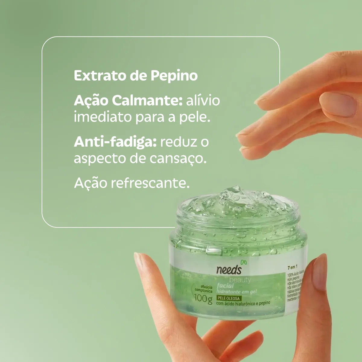 Hidratante Facial Needs Beauty Ácido Hialurônico e Pepino 100g