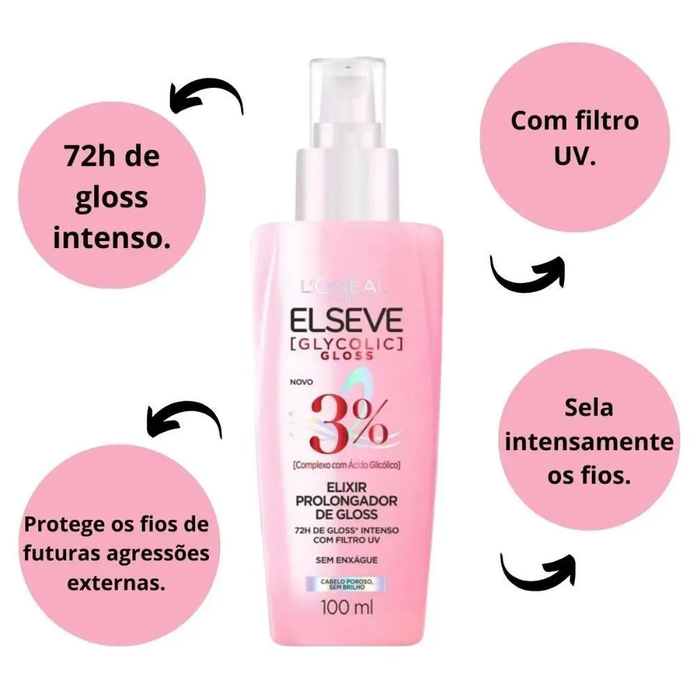 Elseve Sérum Capilar Prolongador de Gloss Glycoli 100Ml