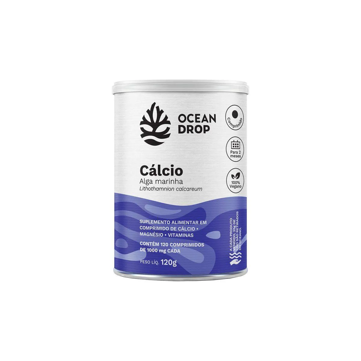 Cálcio de Algas Marinhas - 120 Tablets - Ocean Drop
