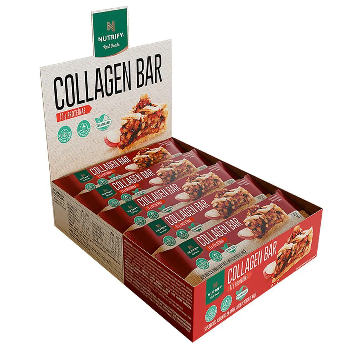 Collagen Bar - 10 Unidades 50G Torta de Maçã - Nutrify