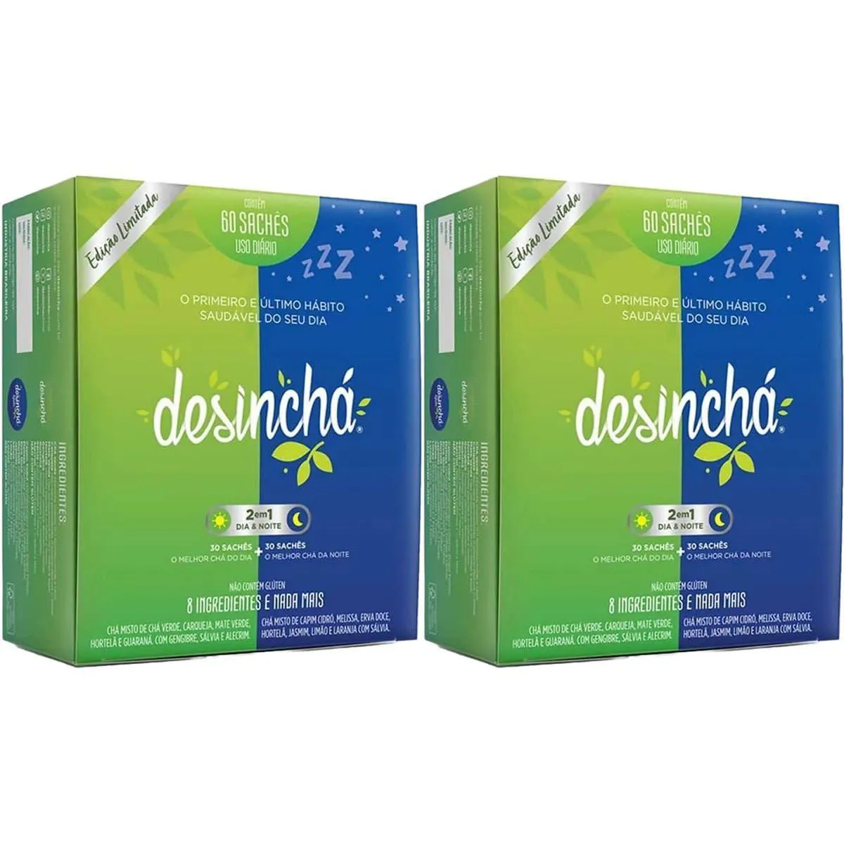 Kit 2X Desinchá Misto - 30 Sachês Dia + 30 Sachês Noite - Desinchá
