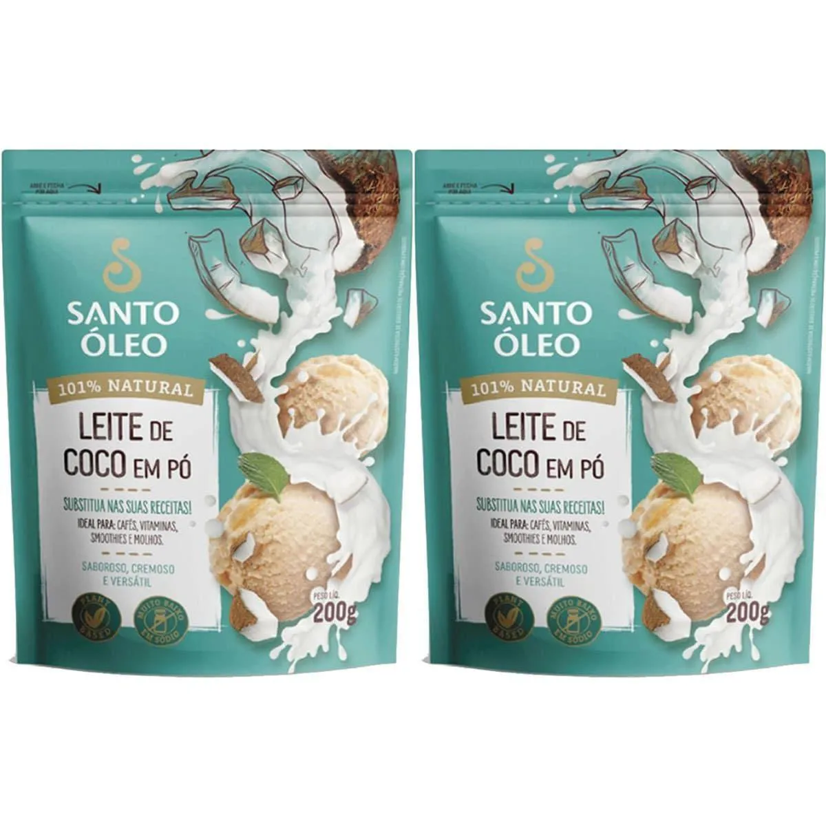 Kit 2X Leite de Coco em Pó - 200G - Santo Óleo