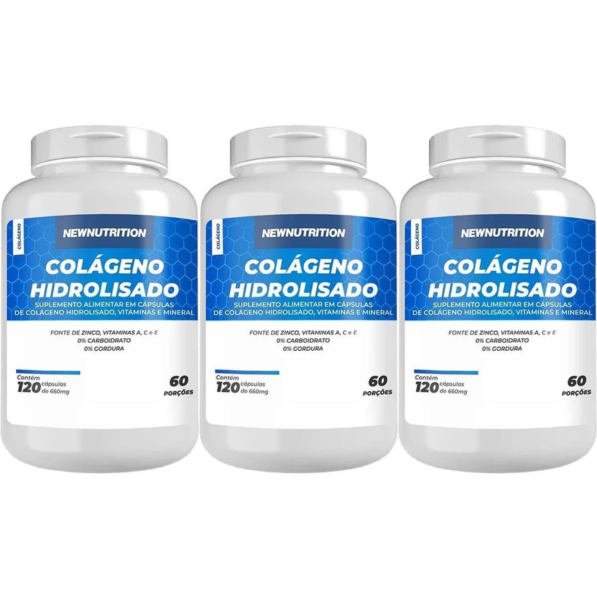 Kit 3X Colágeno Hidrolisado - 120 Cápsulas - Newnutrition