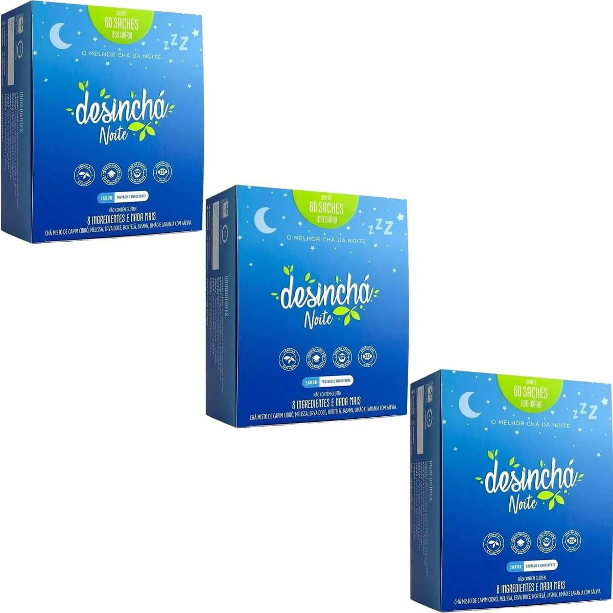 Kit 3X Desinchá Noite - 60 Sachês - Desinchá