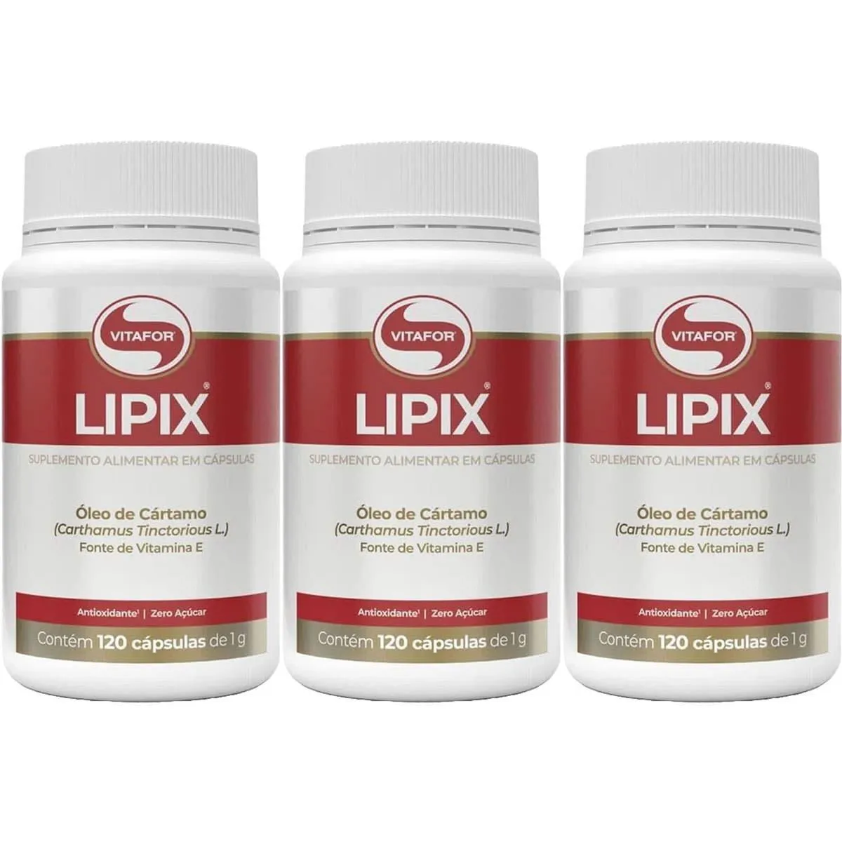 Kit 3X Lipix Óleo de Cártamo - 120 Cápsulas - Vitafor