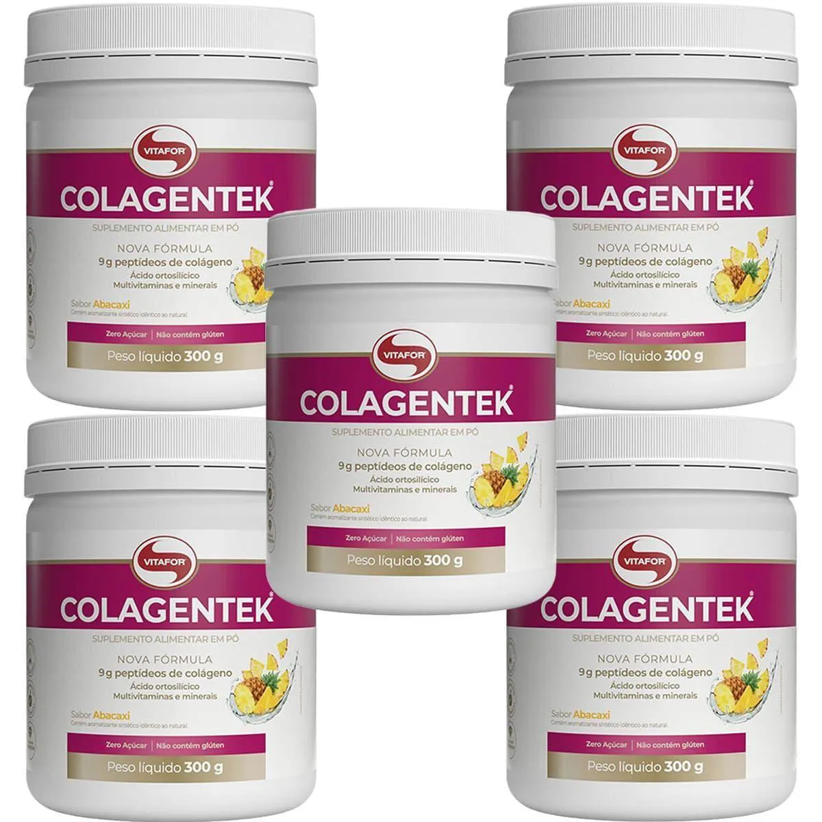 Kit 5X Colagentek - 300G Abacaxi - Vitafor