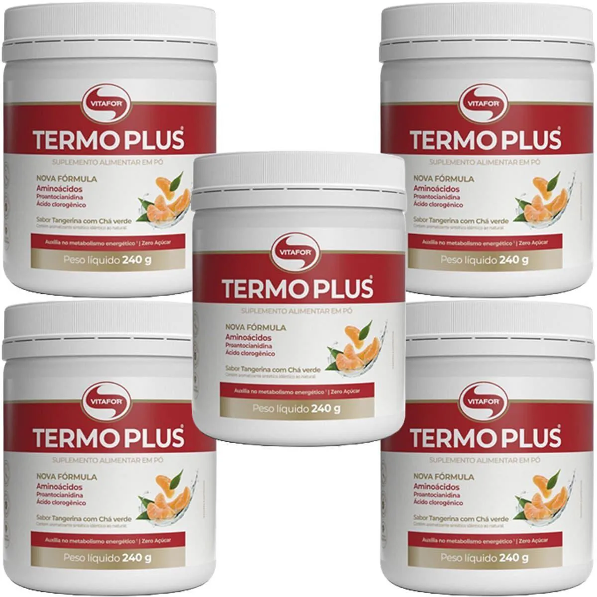 Kit 5X Termo Plus - 240G Tangerina com Chá Verde - Vitafor