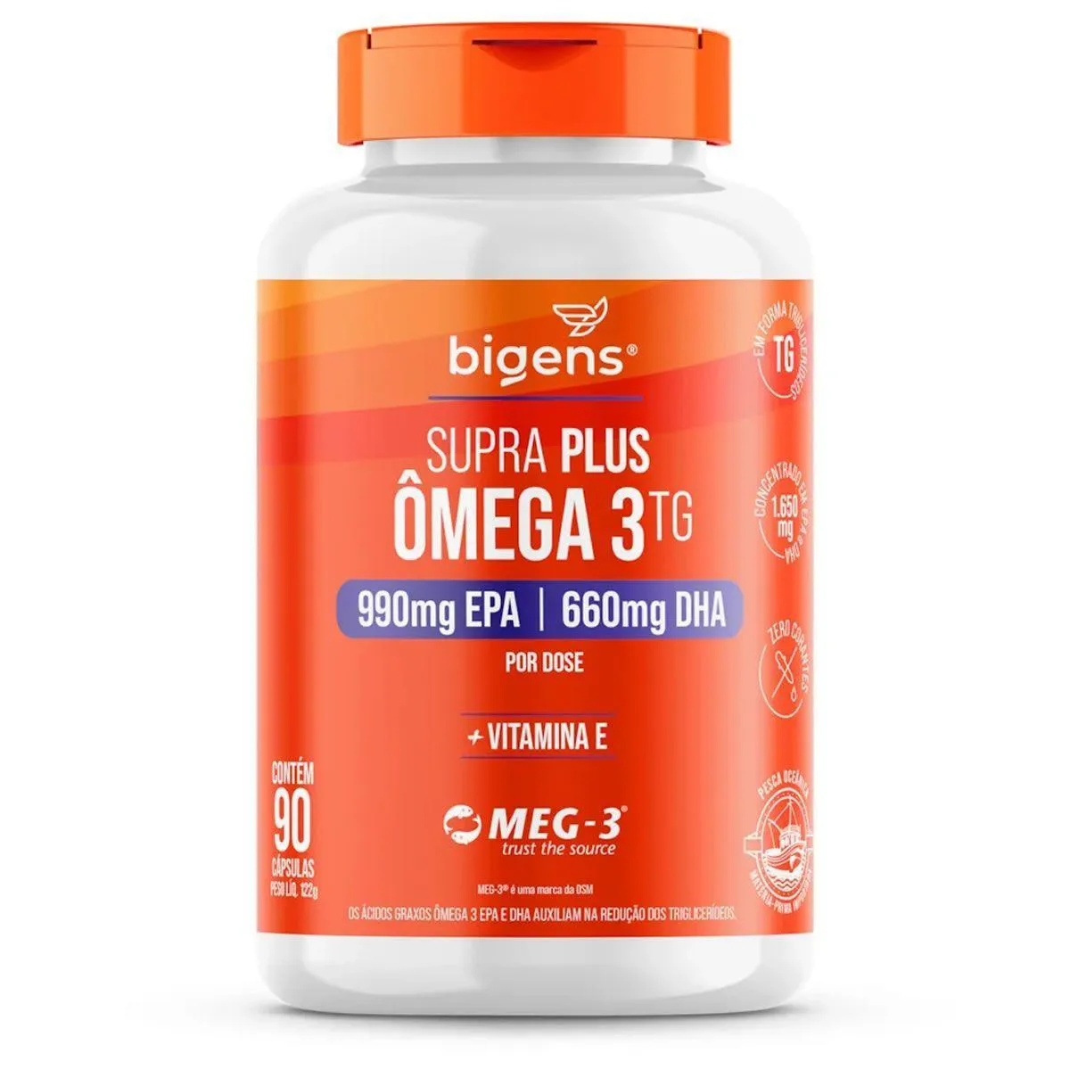 Supra Plus Omega 3 + Vitamina e - 90 Cápsulas - Bigens