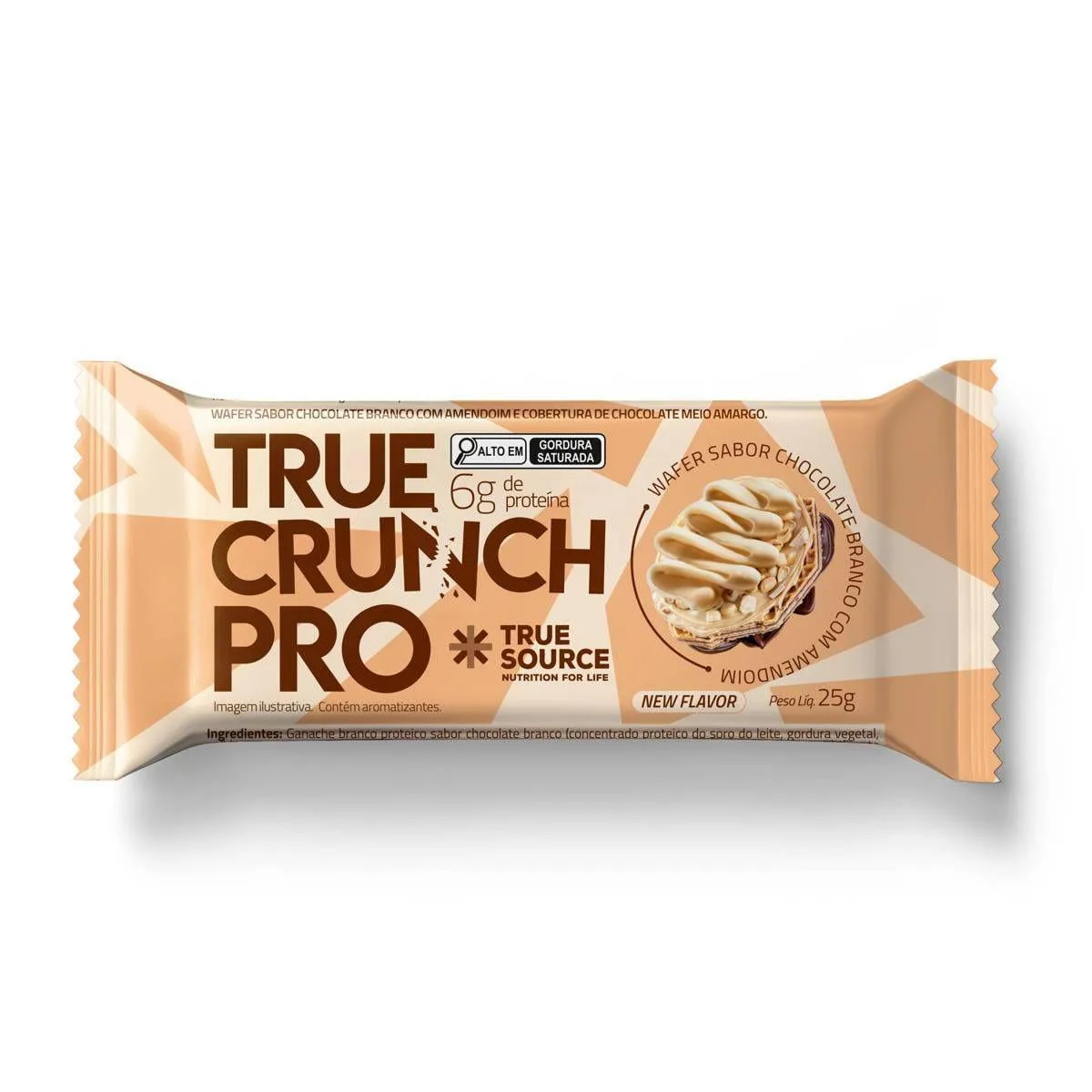 Wafer True Crunch Pro - 1 Unidade de 25G Chocolate Branco com Amendoim - True Source