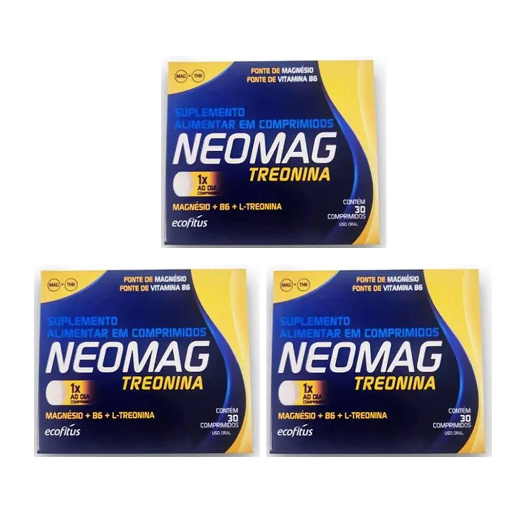 Kit 3 Neomag Treonina Suplemento - 30 Crp - Ecofitus