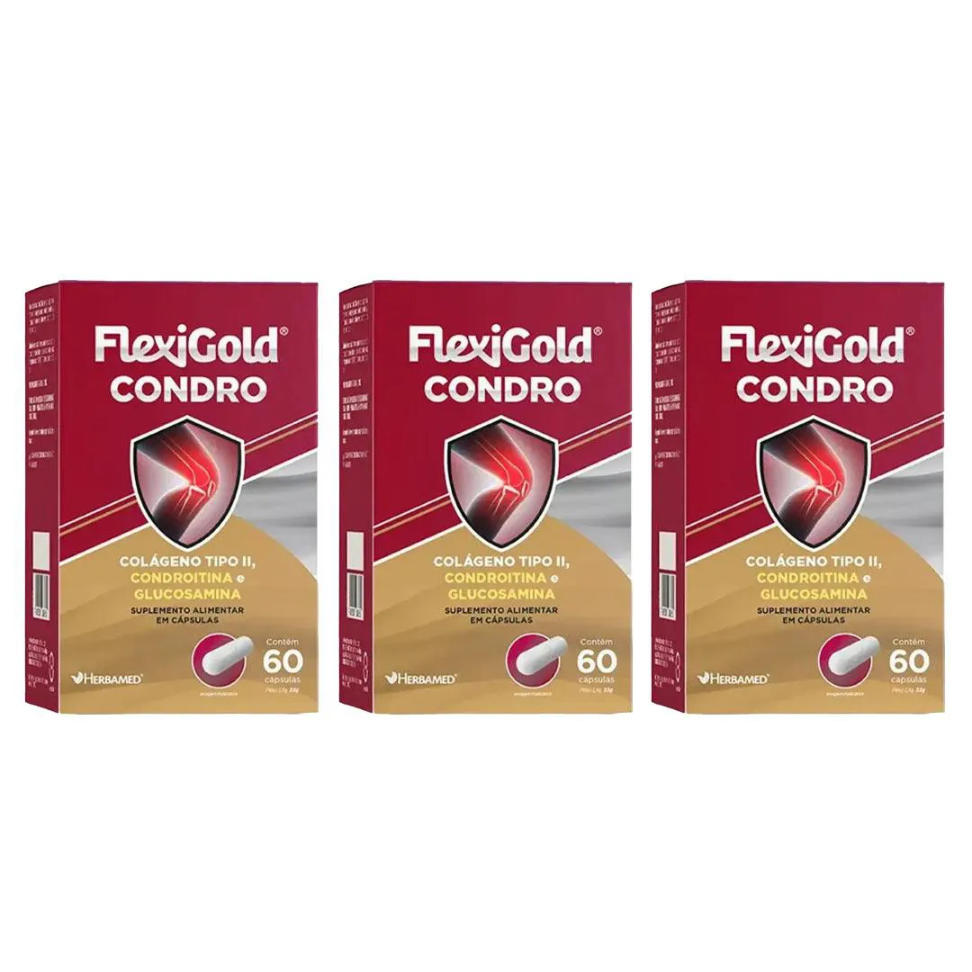 Kit 3 Flexigold Condro Colágeno Tipo Ii - 60 Caps - Herbamed