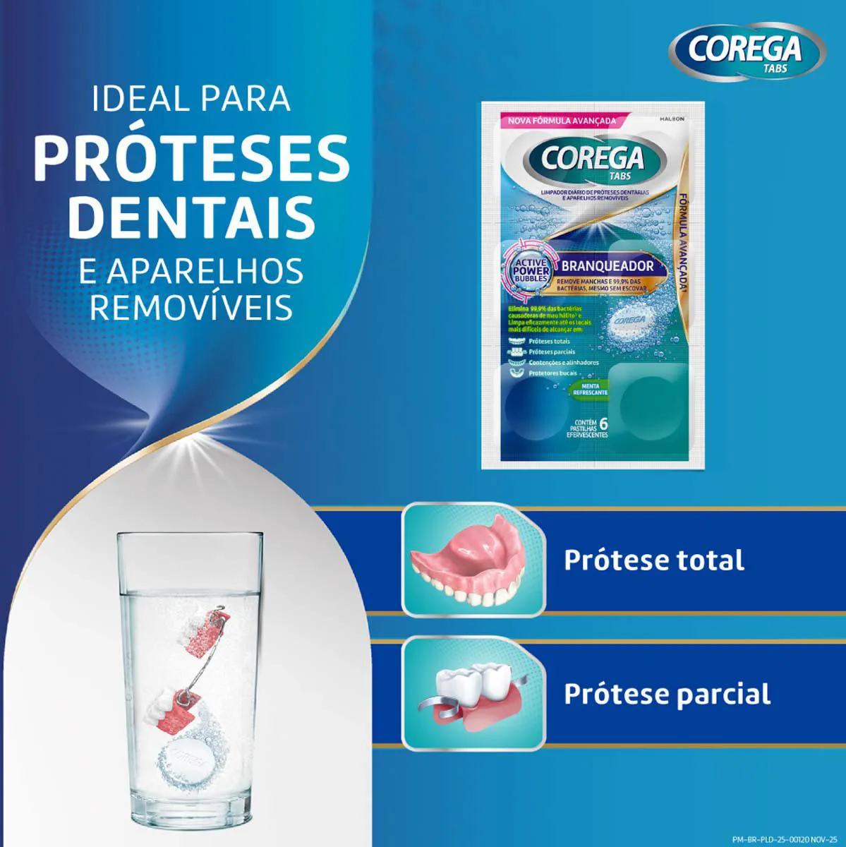 Corega Tabs Branqueador 6 Pastilhas
