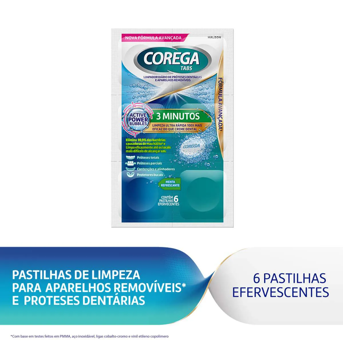 Corega Tabs Limpeza 3 Minutos 6 Pastilhas
