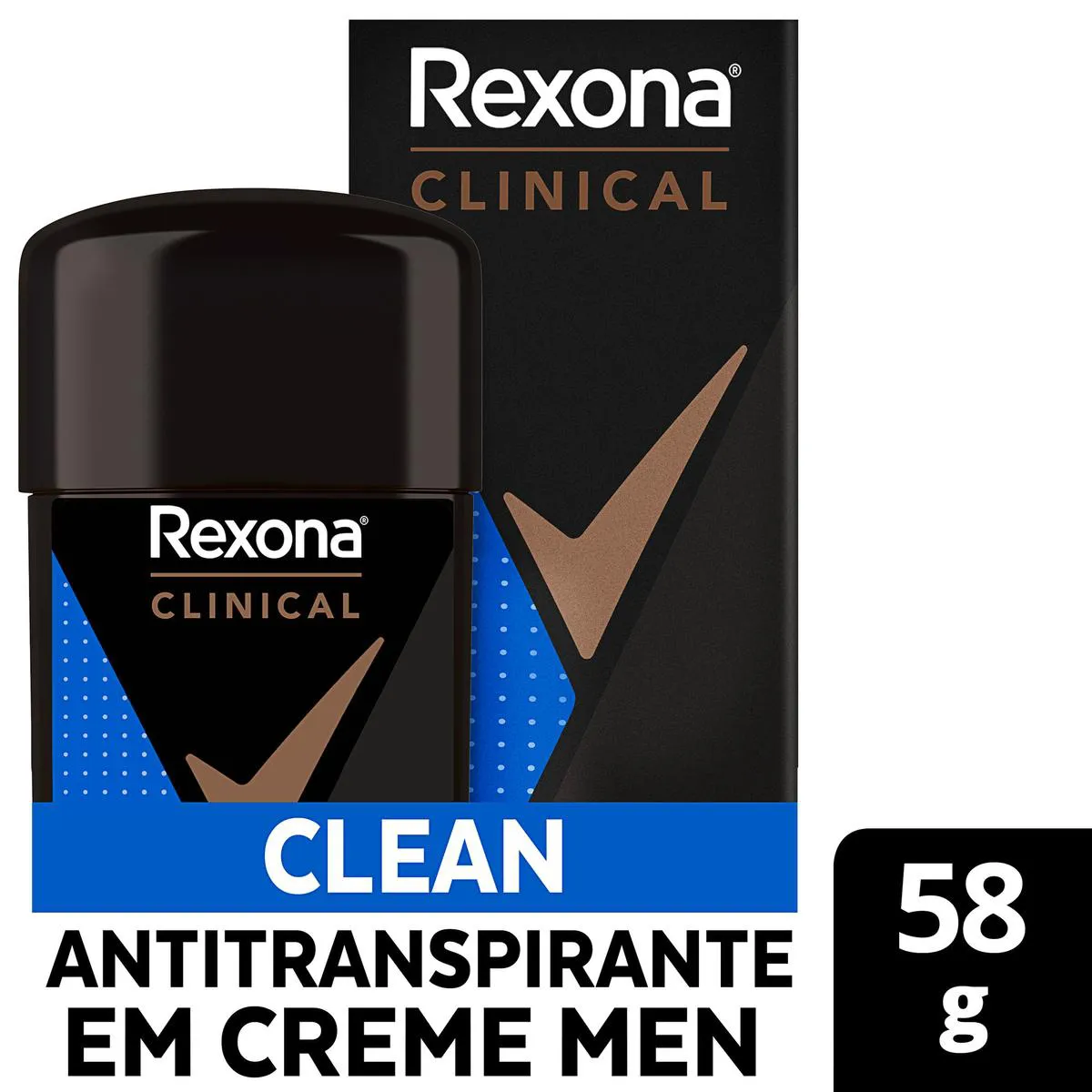 Desodorante Antitranspirante Stick Creme Rexona Men Clinical Clean Masculino 96h 58g