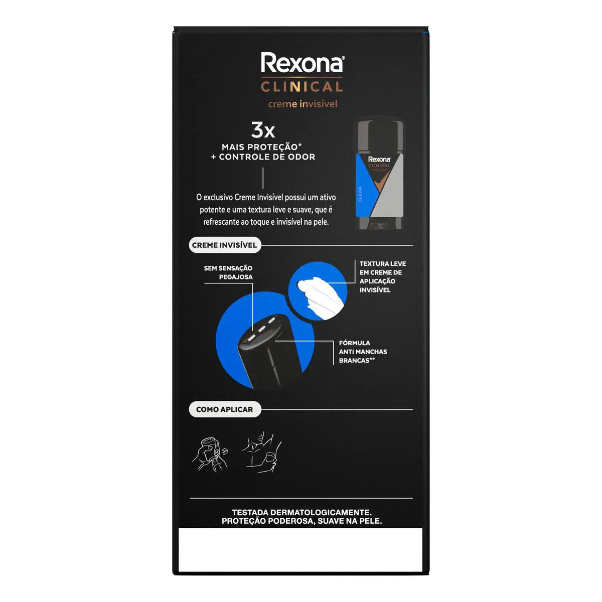 Desodorante Antitranspirante Stick Creme Rexona Men Clinical Clean Masculino 96h 58g