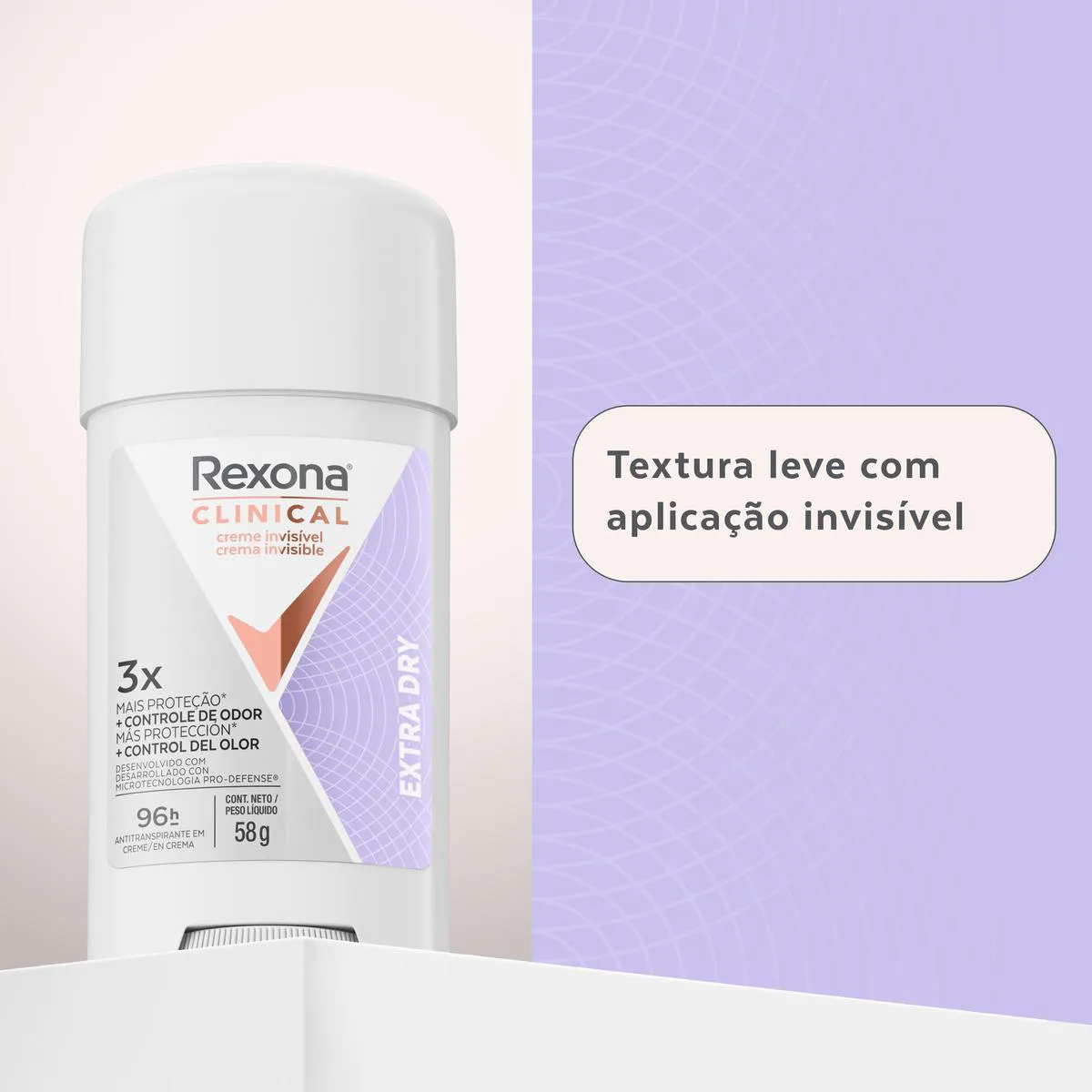Desodorante Antitranspirante Stick Creme Rexona Clinical Extra Dry Feminino 96h 58g