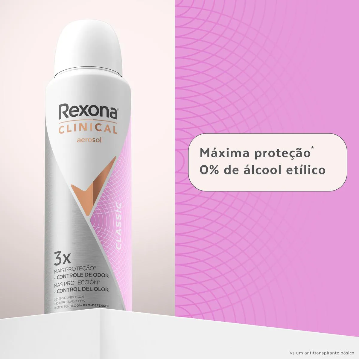 Desodorante Antitranspirante Aerosol Rexona Clinical Classic Feminino 96h 150ml