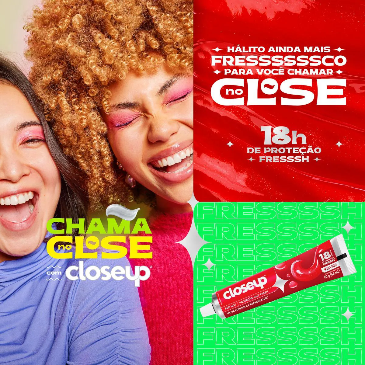 Gel Dental Closeup Proteção 360° Fresh Red Hot 90g