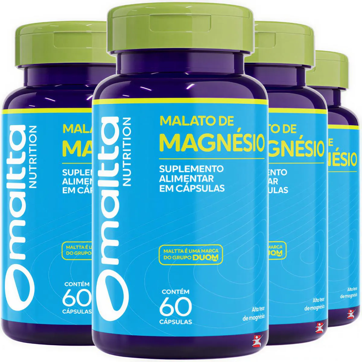 Kit 4 Magnésio Malato Concentrado Super Mineral Total 240 Cápsulas - Maltta Nutrition