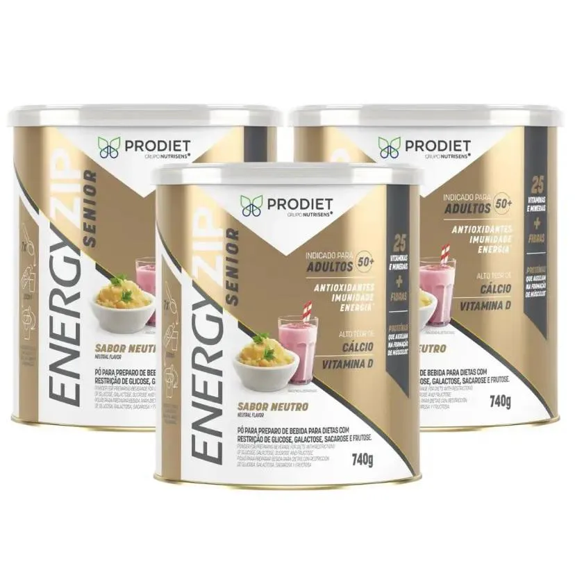 Kit C/ 3 Energyzip Sênior Sabor Neutro - Lata 740 Gr
