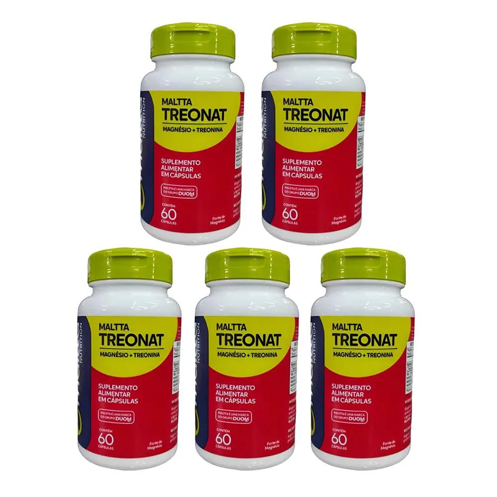 Kit 5 Treonat Magnésio + Treonina - 60 Caps - Maltta