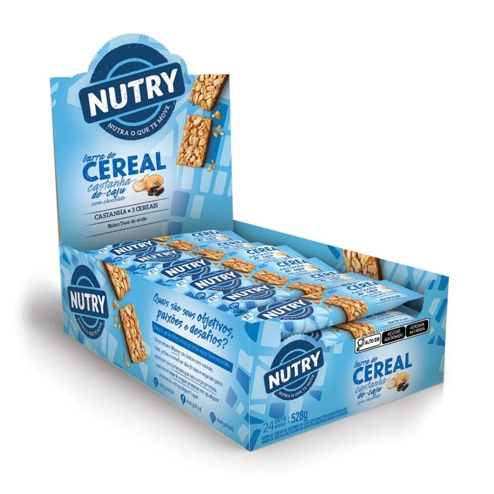 Barra de Cereal Display C/24 Unidades (528G) - Sabor: Castanha de Caju com Chocolate