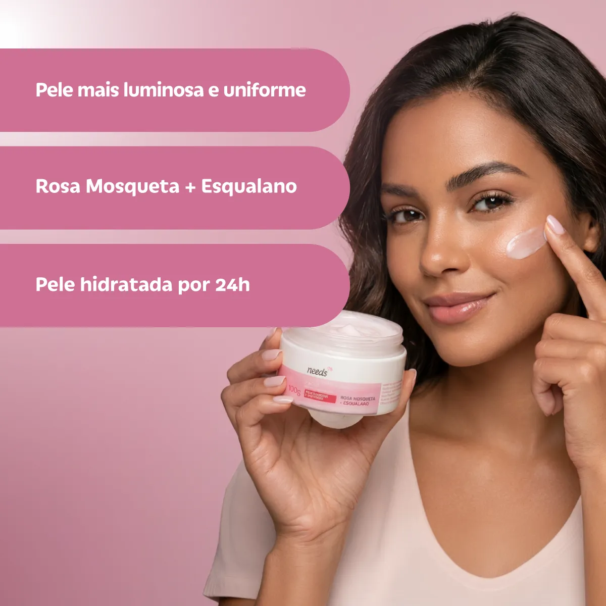 Creme Hidratante Facial Needs Beauty Rosa Mosqueta 100g