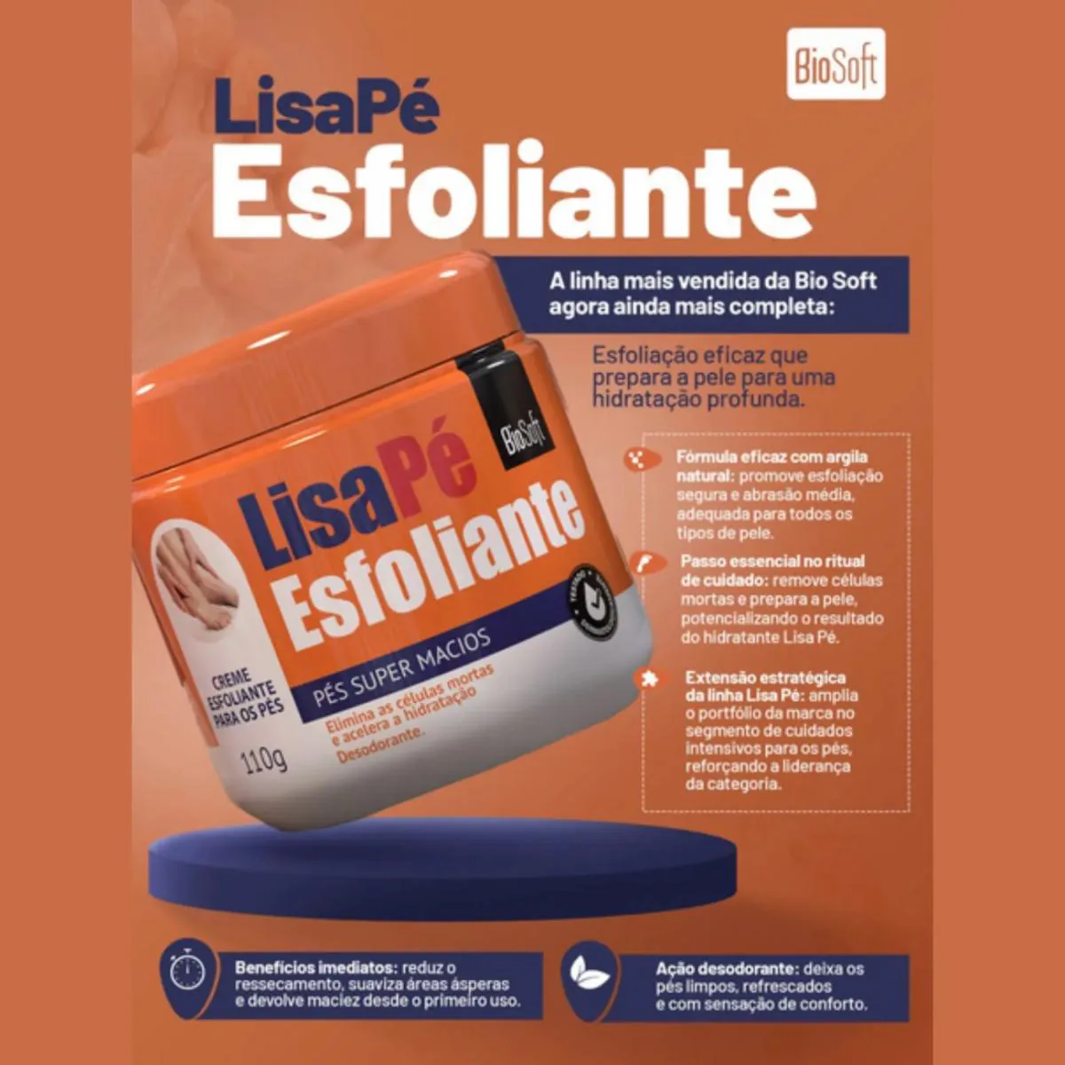 Creme Esfoliante para Pés Argila Natural Lisapé 110G