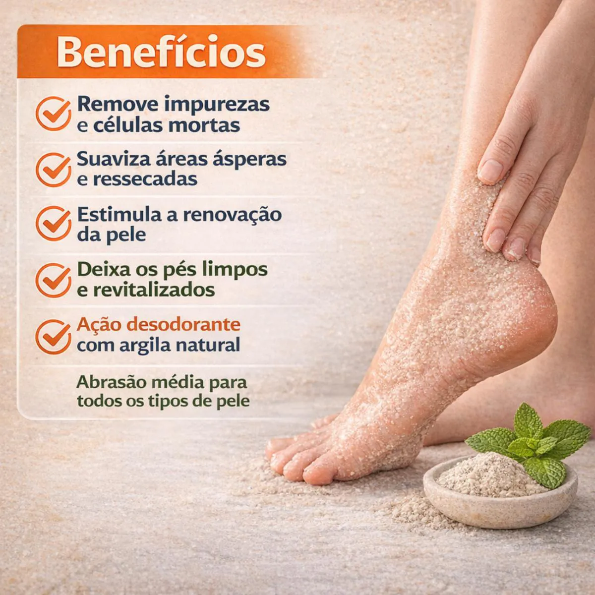 Creme Esfoliante para Pés Argila Natural Lisapé 110G