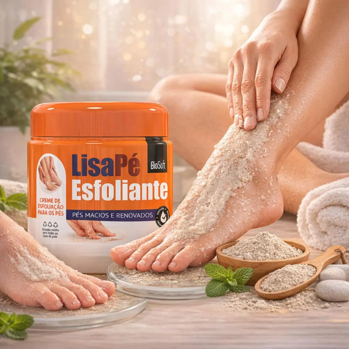 Creme Esfoliante para Pés Argila Natural Lisapé 110G