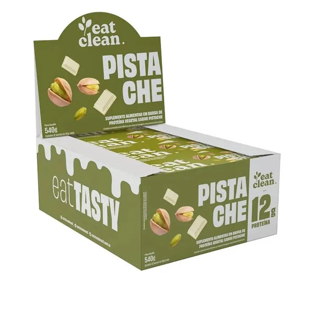 Barrinha de Proteina - 12 Barras 45G Pistache - Eat Clean