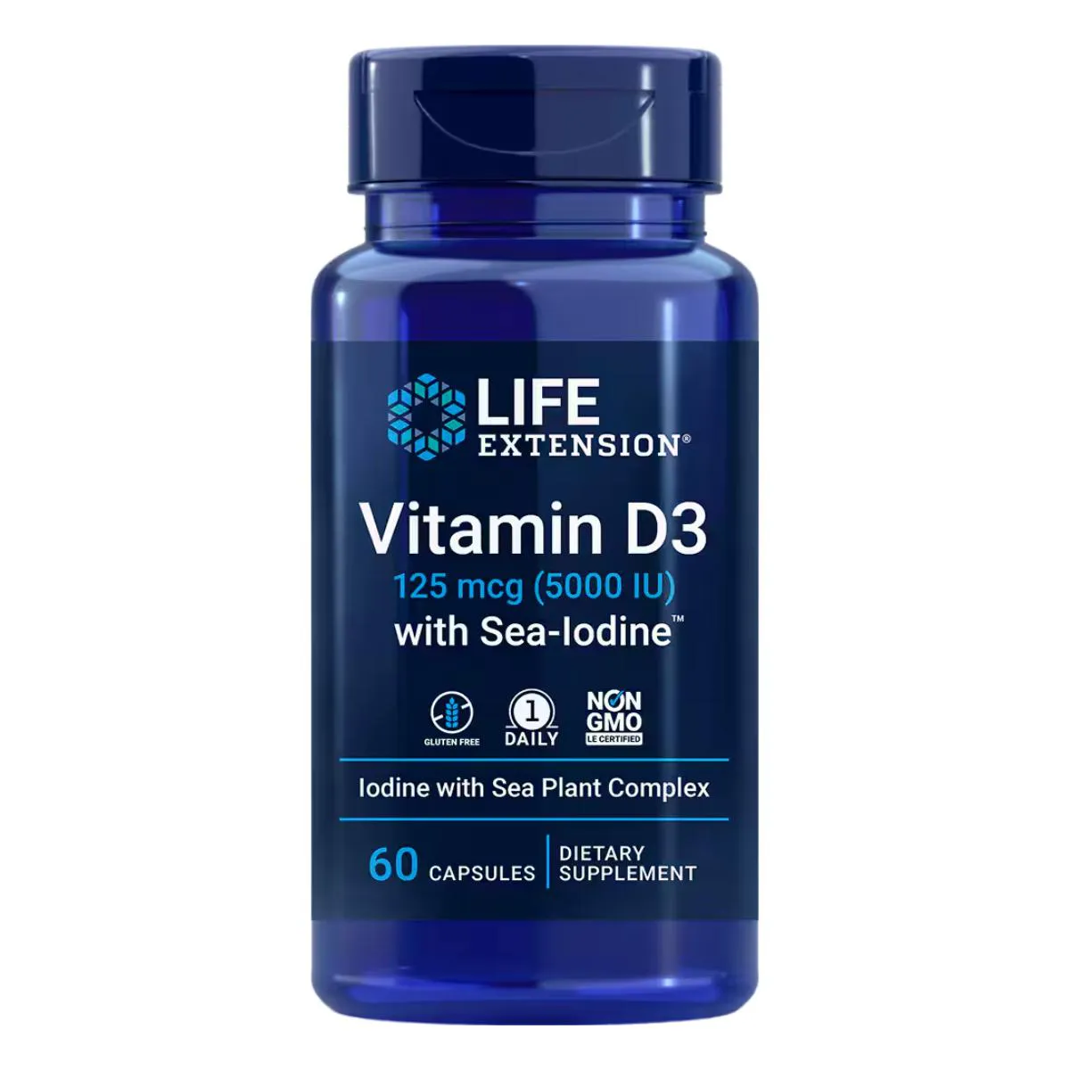 Vitamina D3 com Iodo Marinho 60 Cápsulas Life Extension