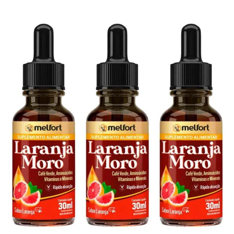 Kit 03 Unidades Laranja Moro Gotas 30Ml Melfort