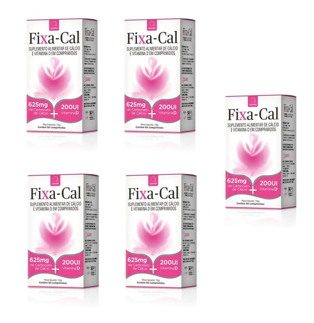 Kit 5 Suplemento Fixa-Cal Cálcio + Vit D 90 Cpr - Vitamed