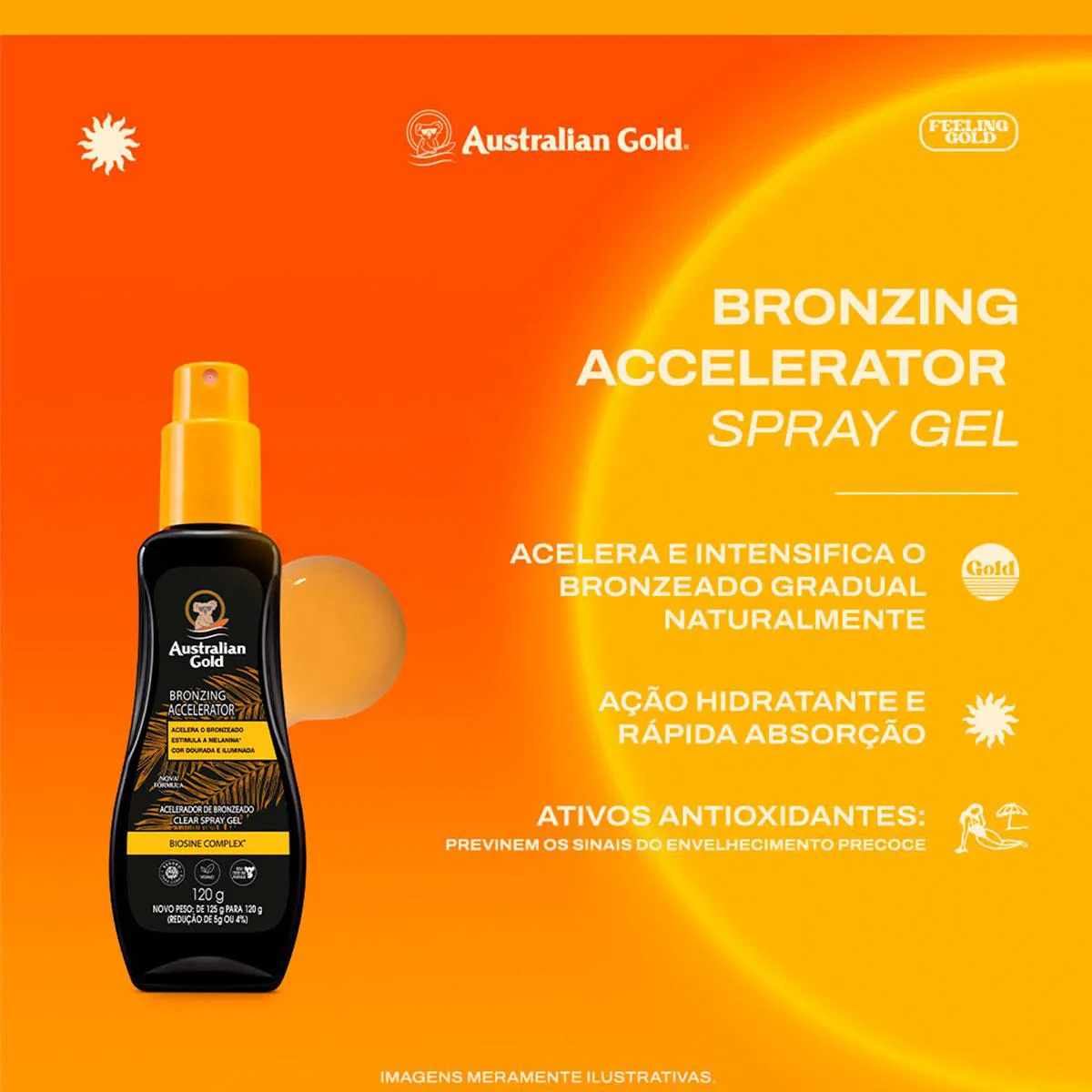 Acelerador de Bronzeado Australian Gold Clear Spray Gel 120g