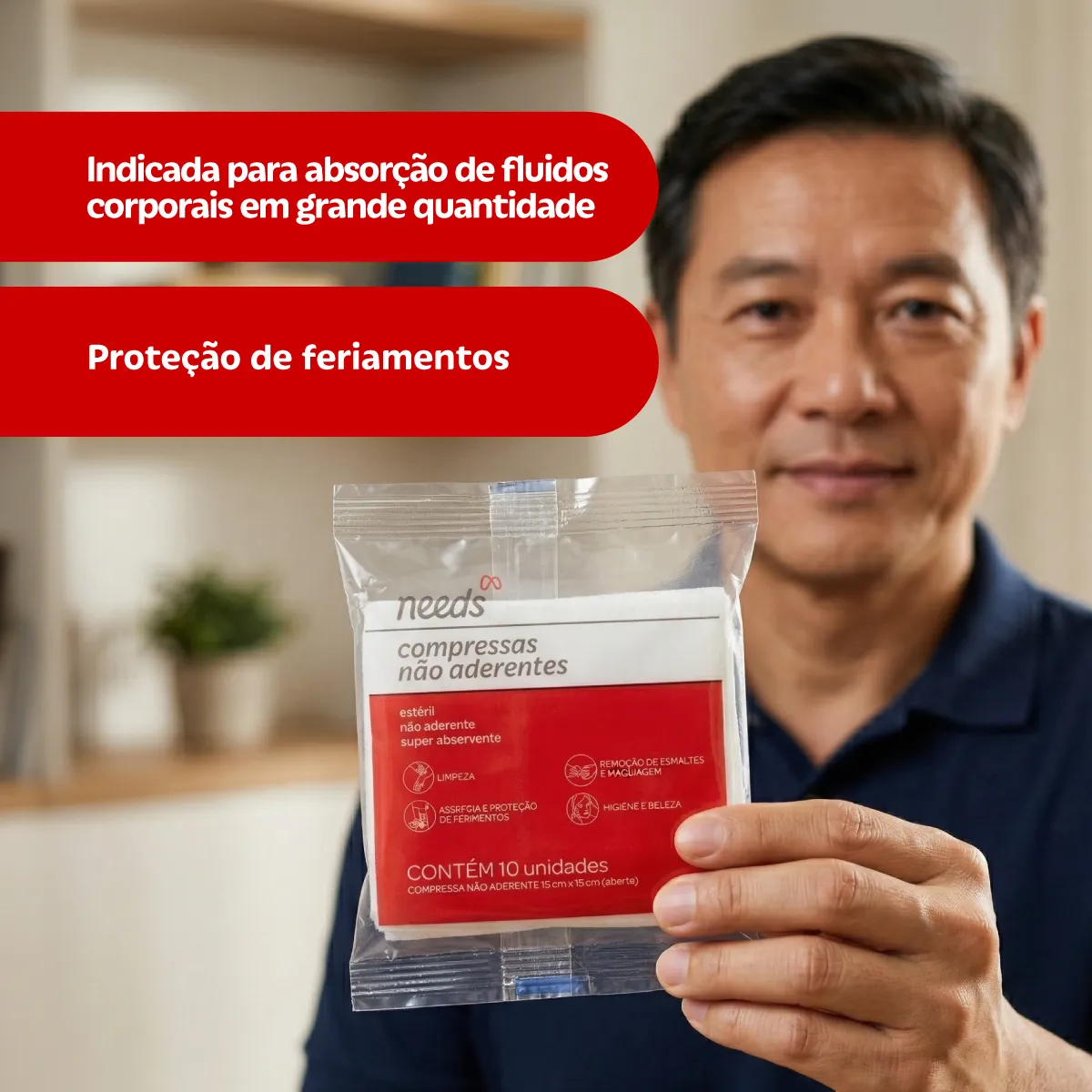 Compressa de Gaze Estéril Não Aderente 10 Unidades