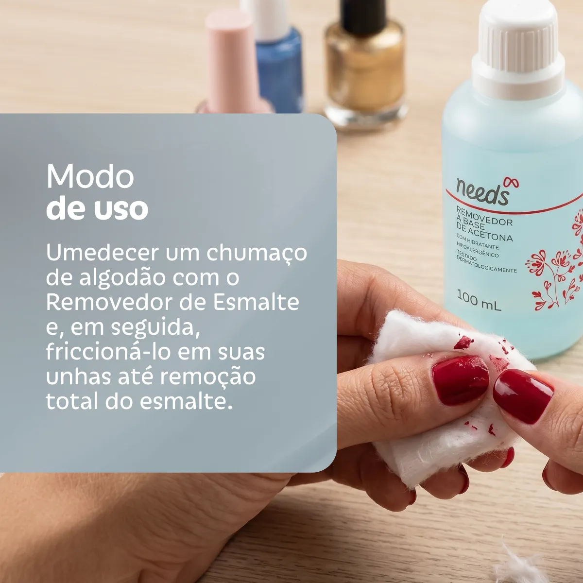 Removedor de Esmalte Needs com Acetona 100ml