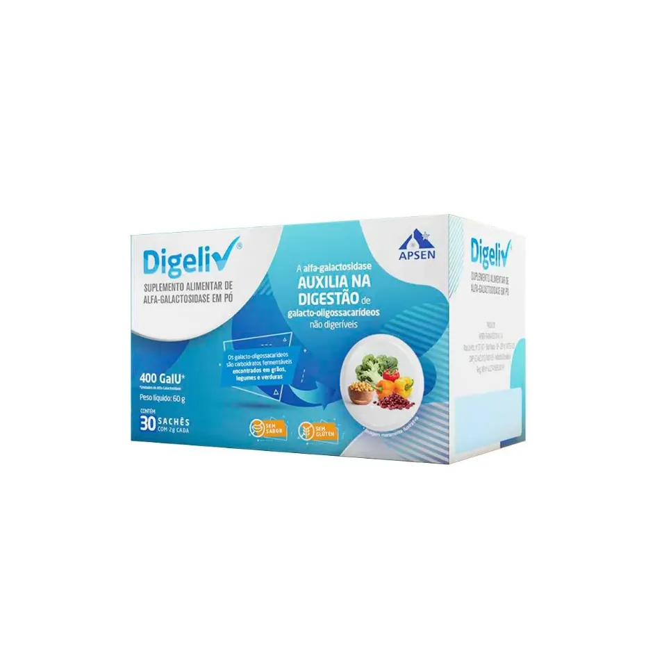Digeliv C/ 30 Sachês - Enzima Galactosidase
