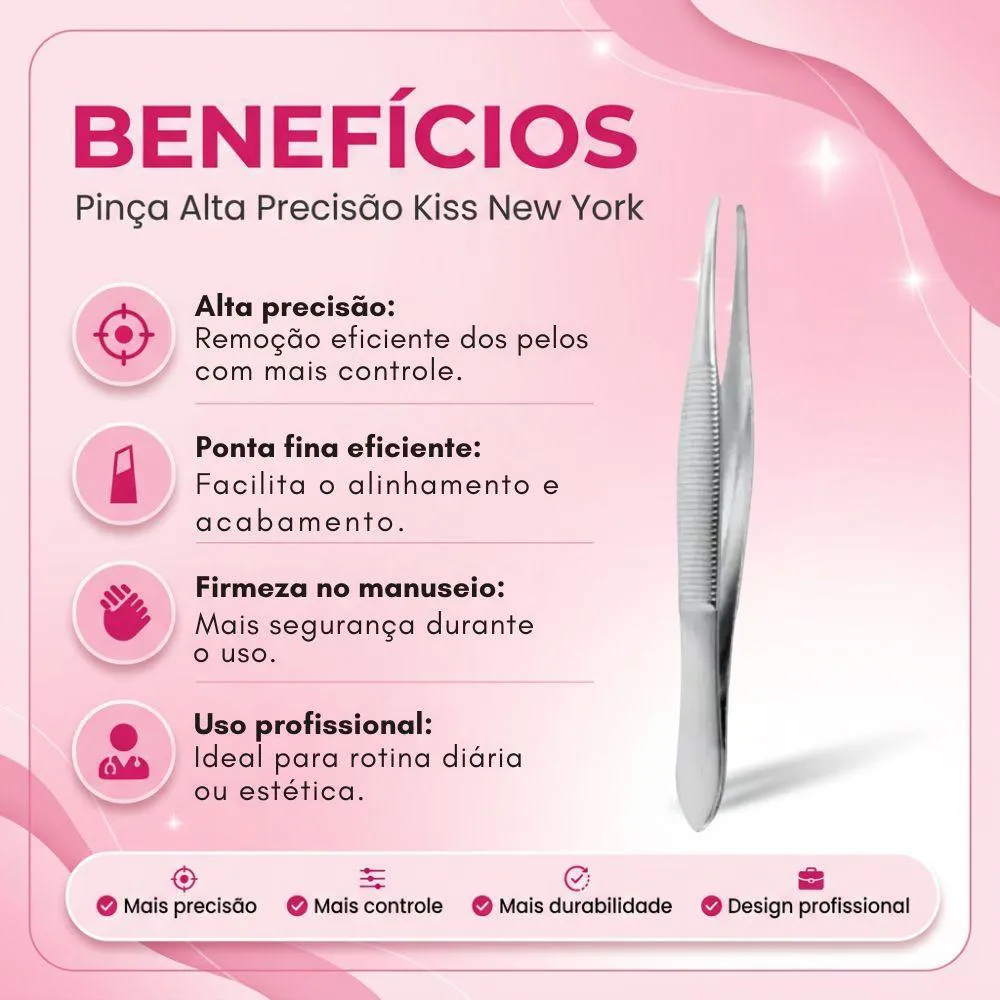 Pinça Ponta Fina Kiss New York Alta Precisão Twzb02Br