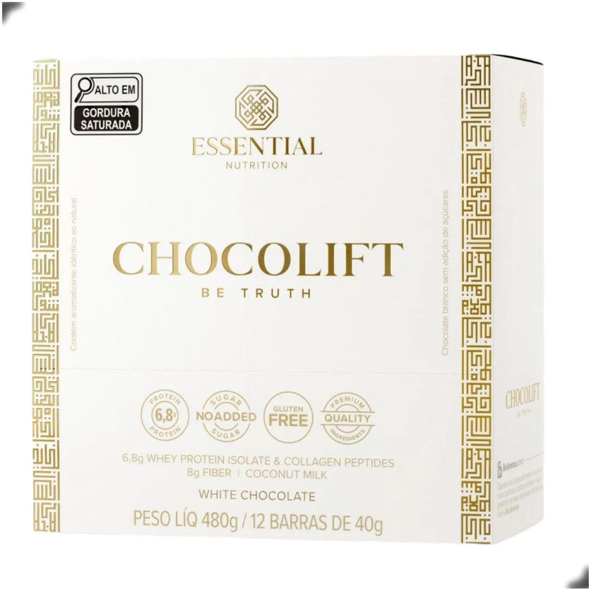 Barra de Chocolate Chocolift Be Truth 40G Box 12Un Essential Chocolate Branco