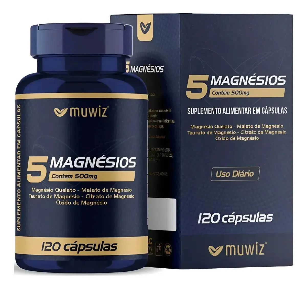 5 Magnesios Muwiz 500Mg 5 em 1 (120 Cápsulas)