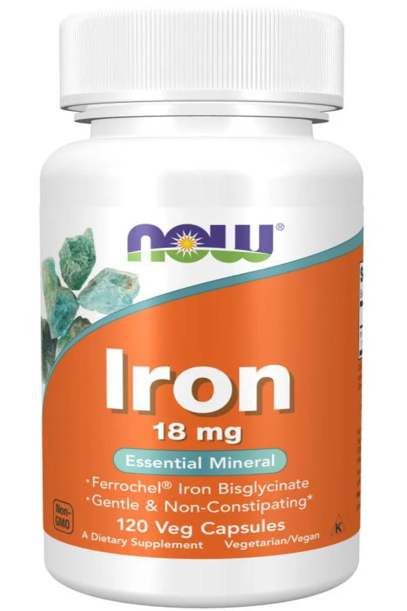 Bisglicinato de Ferro 18Mg 120 Cápsulas Vegetais Now Foods