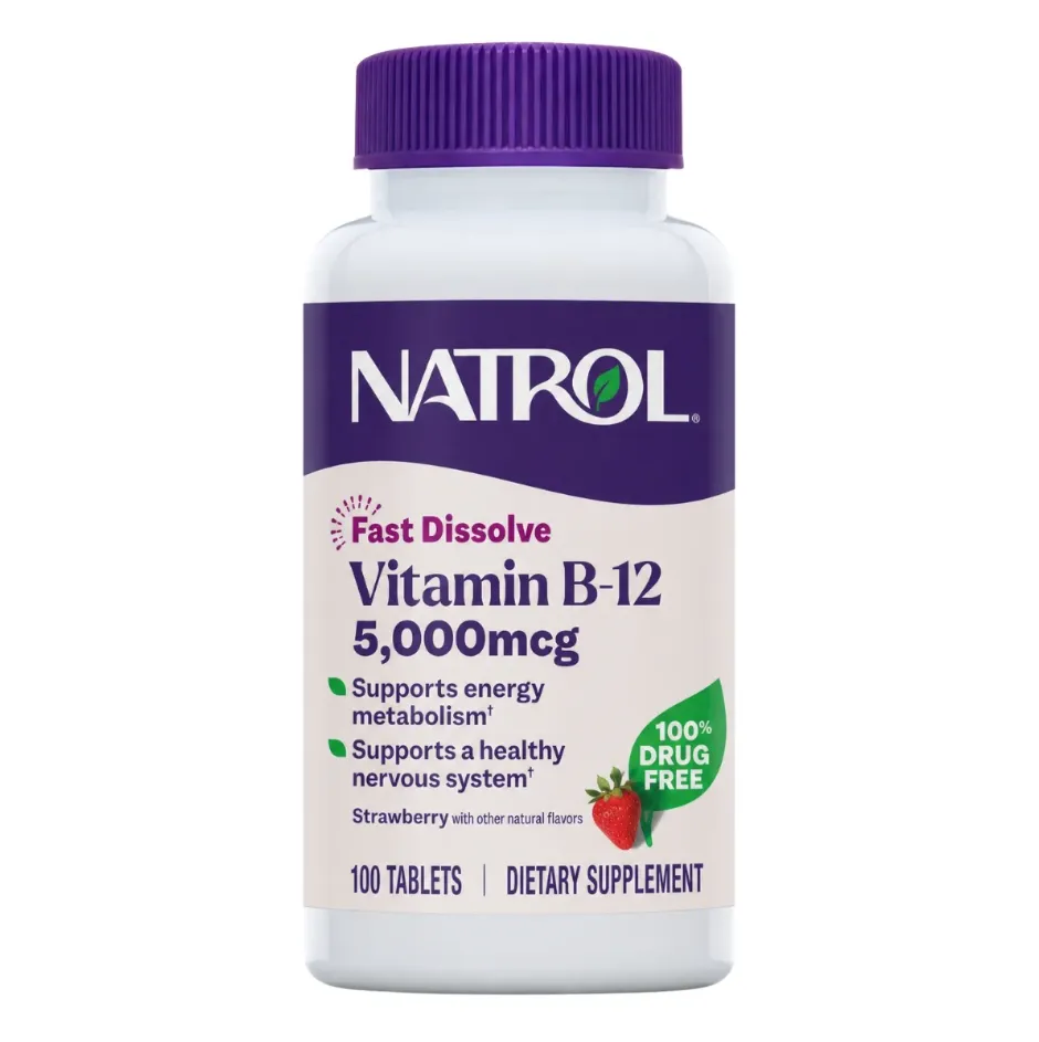 Vitamina B12 5000mcg Fast Dissolve 100 Tabletes Morango Natrol