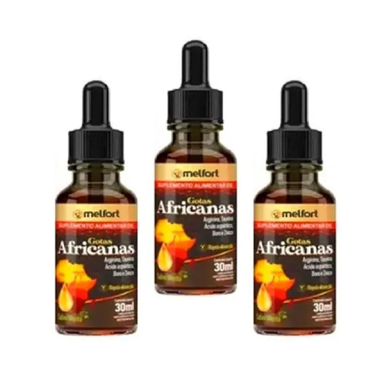 Kit 03 Unidades Gotas Africanas Suplemento Alimentar 30Ml Melfort