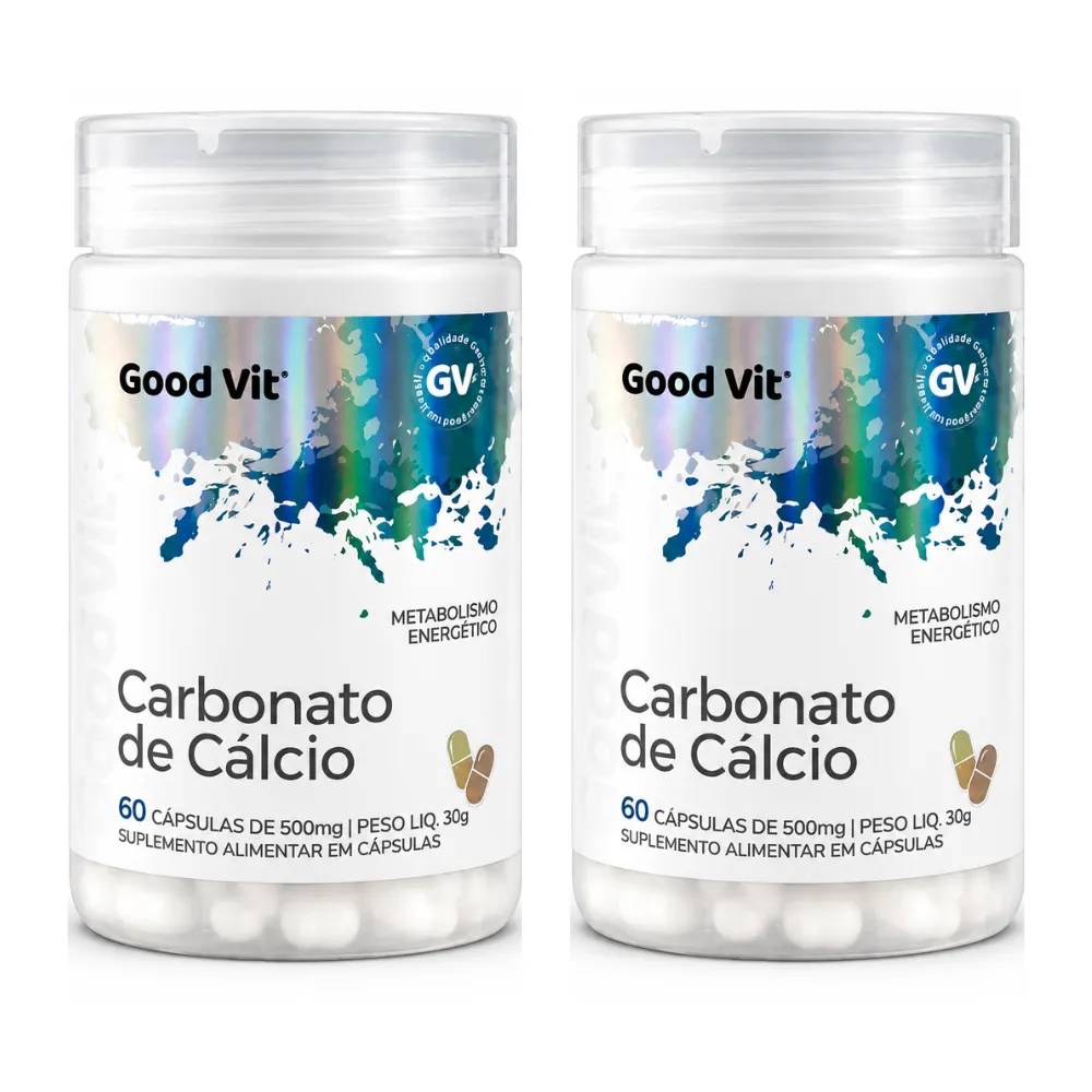 Kit C/2 Carbonato de Cálcio 500Mg C/60 cápsulas - Good Vit