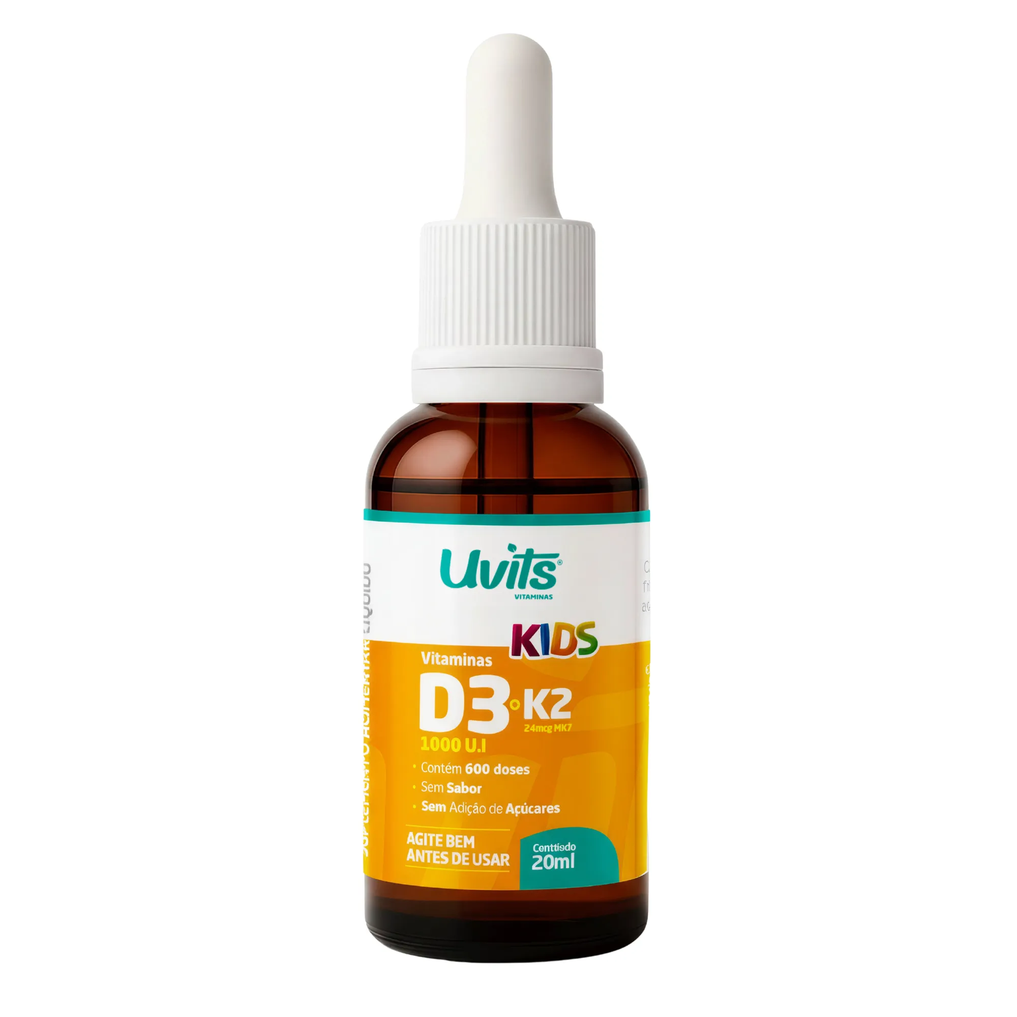 Vitamina D3 1000UI K2 24Mcg Kids Gotas 20ml 600 Doses - Uvits